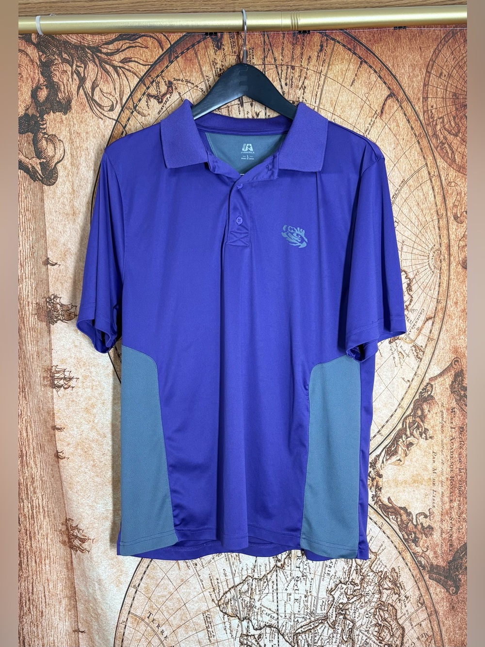 Men's Sz L Polo Shirt LSU Tigers "Tiger Eye" Performance By J. America NCAA